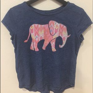 DARK BLUE SHORT SLEEVE SHIRT WITH ELEPHANT!